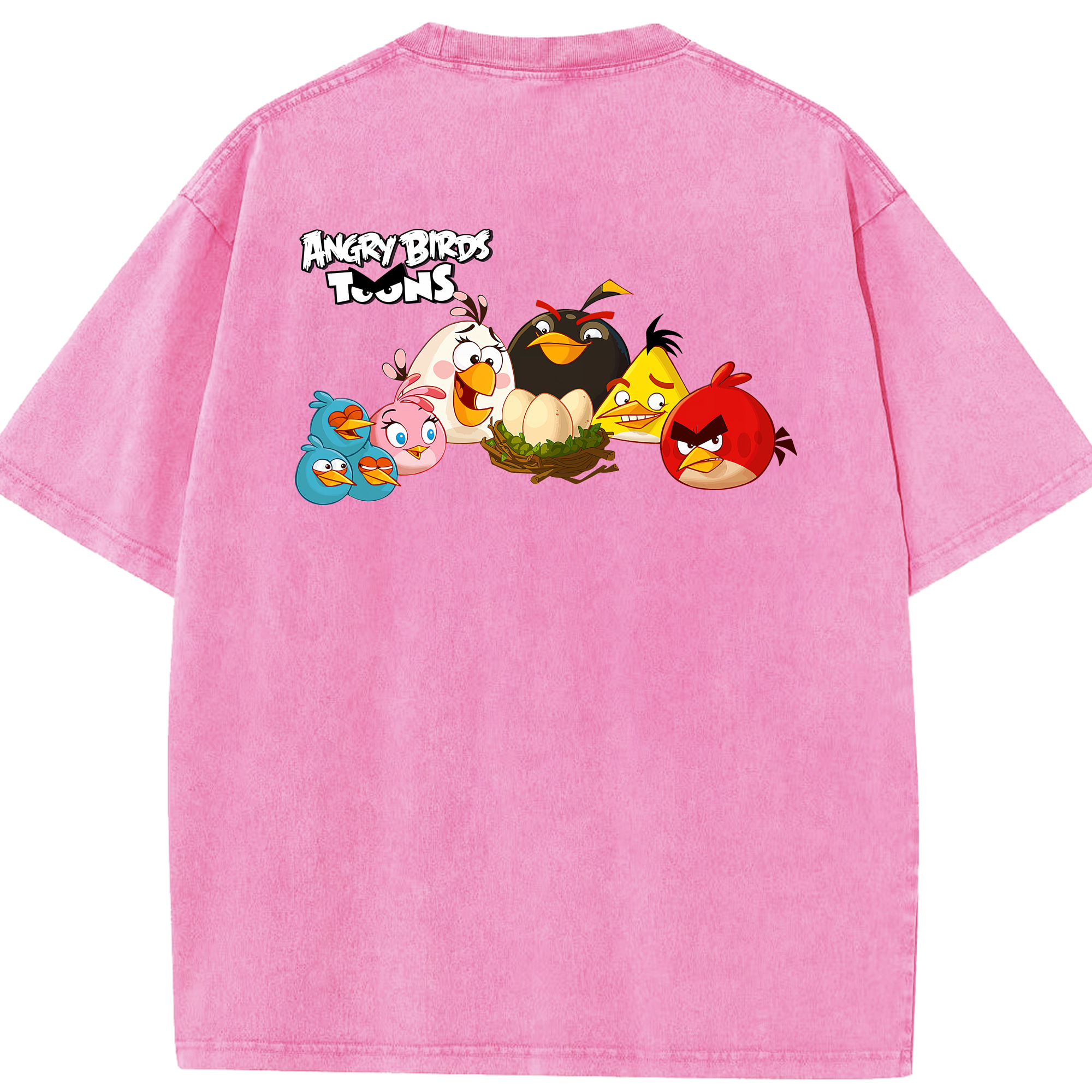 （画像用） Angry Birds アングリーバード 綿100% ヴィンテージ風 半袖Tシャツ（背面プリント）
